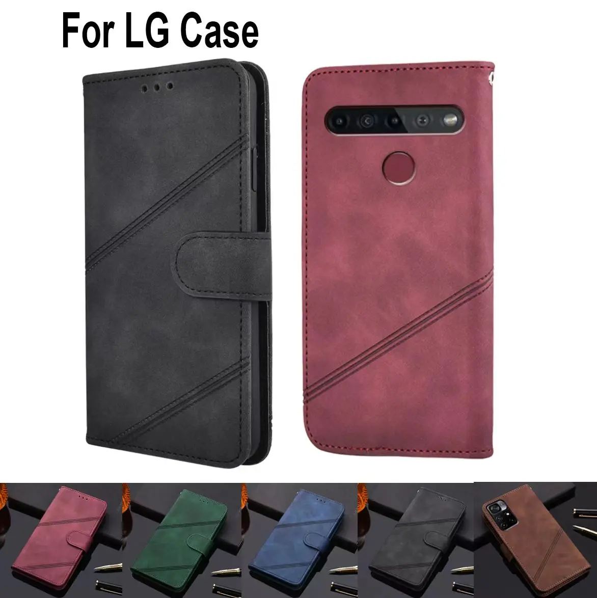 

Luxury Wallet Flip Cover For LG V60 ThinQ Velvet 4G 5G K30 2019 K20 K40 K40s K50s K50 Q60 Q70 V50S ThinQ Leather Phone Case