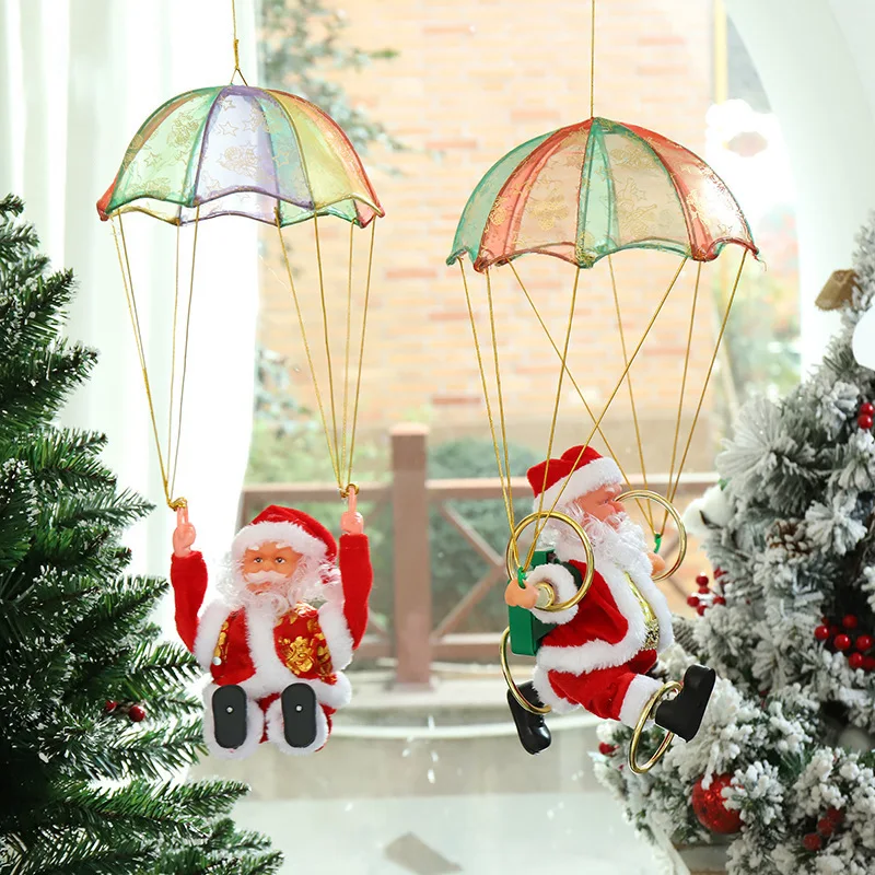 

Creative Ceiling Hanging Electric Music Parachute Santa Claus Tumbling Dance Christmas Decoration Pendant Gift