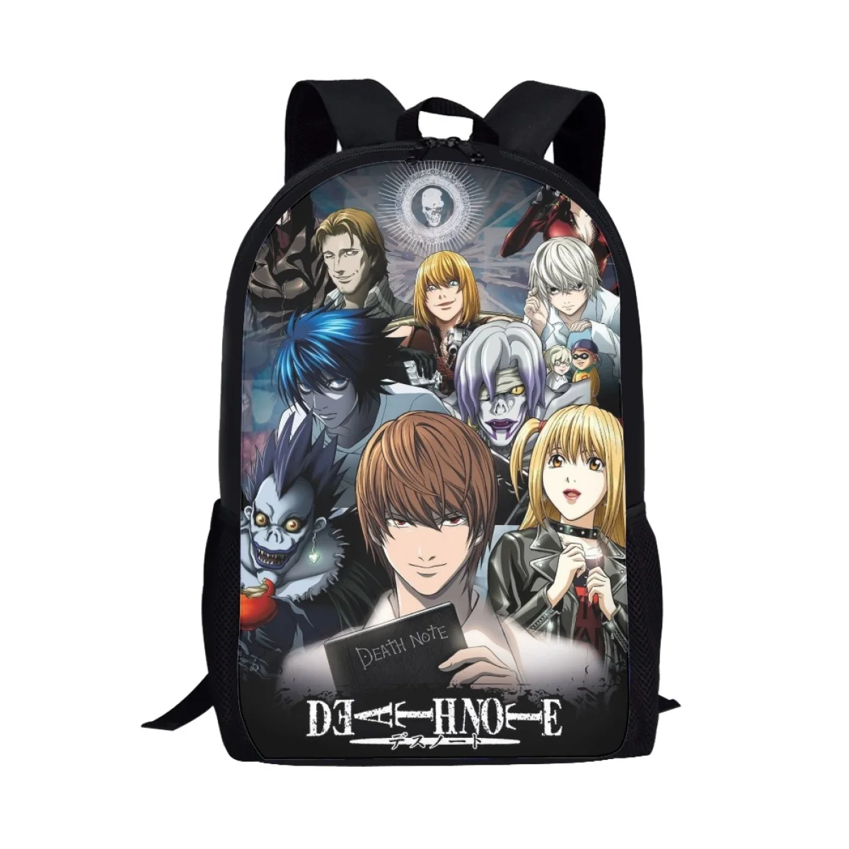 

DEATH NOTE Cartoon Anime Backpack デスノートSide Pocket Double Layer Adjustable Schoolbag Dirt Resistant Portable Girls Boys Satchel
