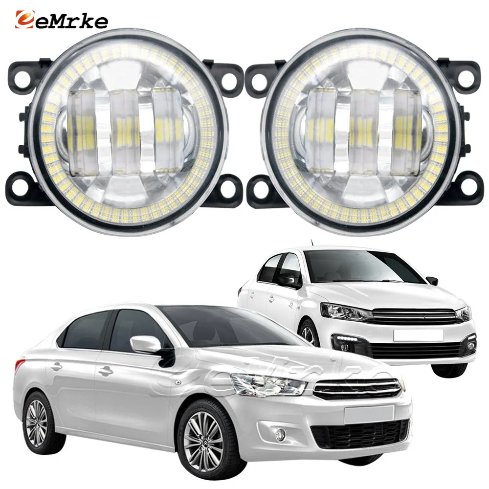 

1-Pair Led Car Fog Lights Assembly Angel Eyes DRL Aperture for Citroen C-Elysee 2012~2021 Daytime Running Fog-Lamp Headlights