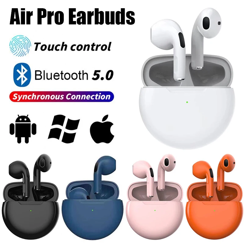 

TWS Air Pro 6 Earphone Bluetooth Headphones with Mic 9D Stereo Hifi Earbuds for iPhone IOS Android Wireless Bluetooth Headset