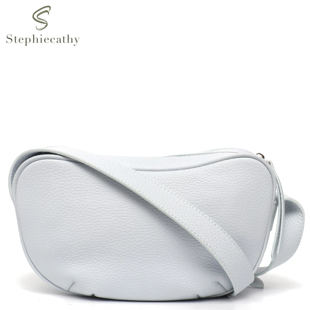 SC Genuine Leather Small Shell Crossbody Bags For Women Fashion Daily Zipper Purses Girls Simple Cow Skin Shoulder Sling Handbag