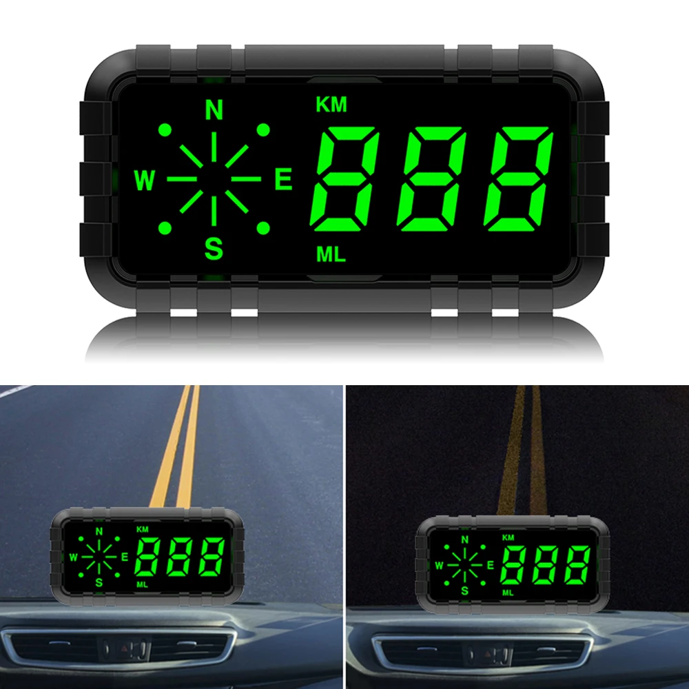 Odómetro de velocidad, kilometraje HUD Universal para todos los vehículos, brújula C3010, velocímetro GPS, pantalla Digital, alarma de velocidad
