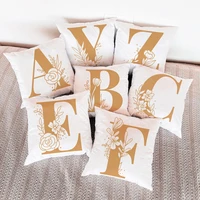 gold english alphabet print pillowcase nordic pillow covers decorative flowers cushion cover modern bedroom sofa throw pillow