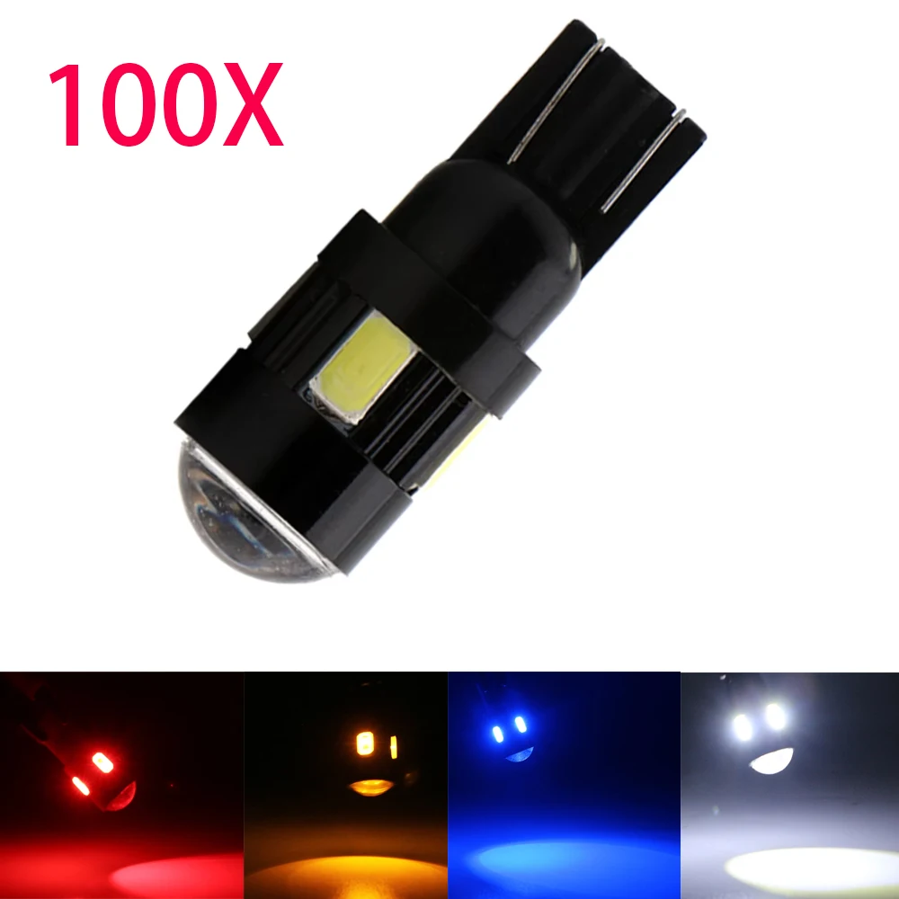 Оптовая! 100 шт. T10 светодиодные сигнальные огни 5730 6 SMD с линзой 194 168 светодиодов