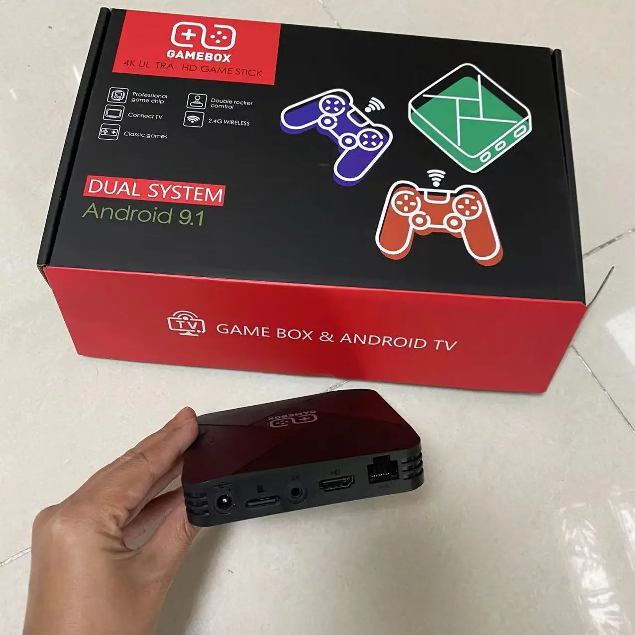 

Free Shipping Dual System HD Game Stick Gamebox Android 9.1 2.4G Wireless Classic Games Professional Double Rocker Control