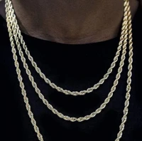 hip hop gold 316l stainless steel necklace men rope chain twisted necklaces for women men jewelry