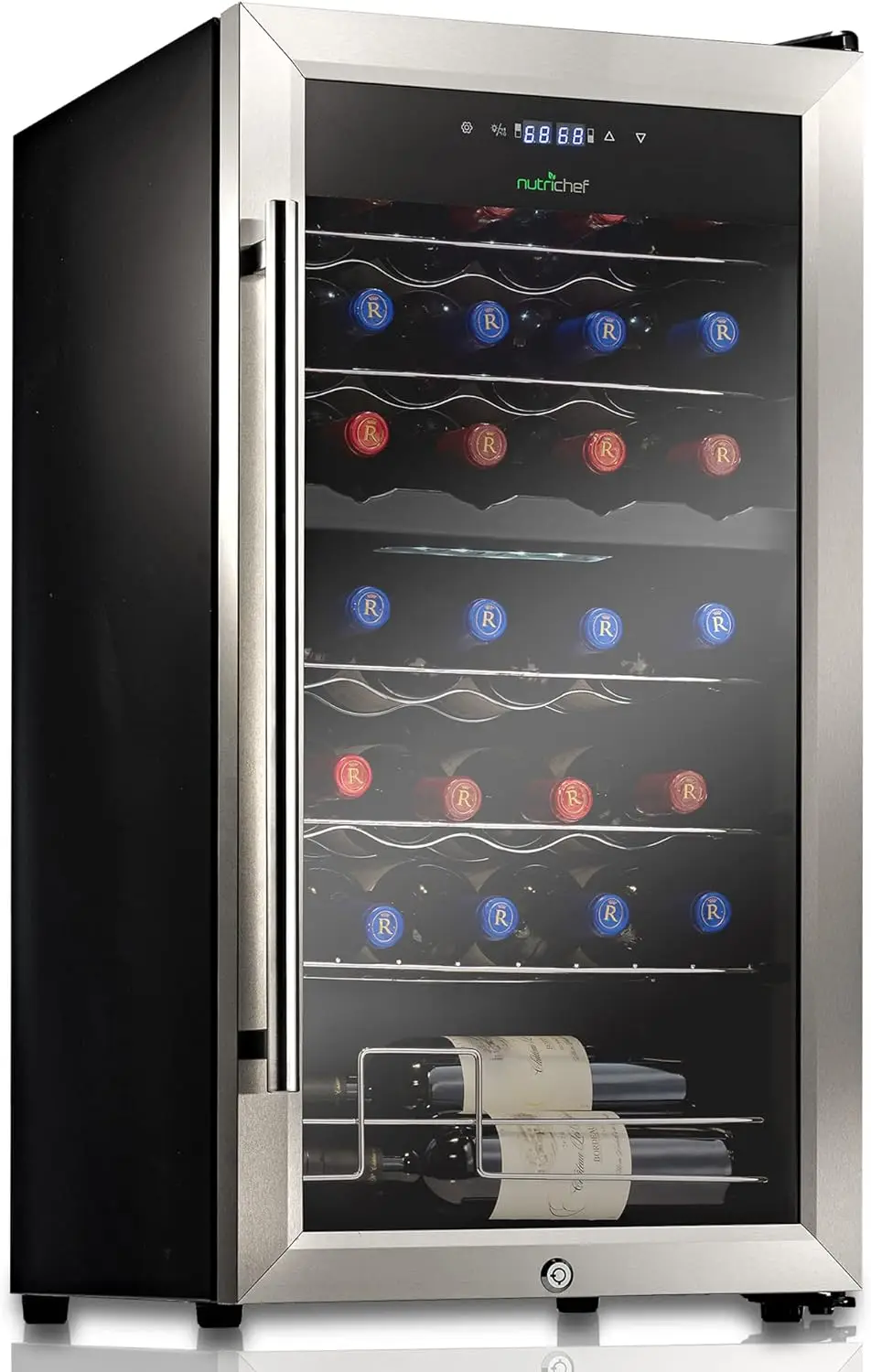 

Compressor Cooler Refrigerator Cooling System | Large Freestanding Wine Cellar Fridge For Red White Champagne or Sparkling, Glas