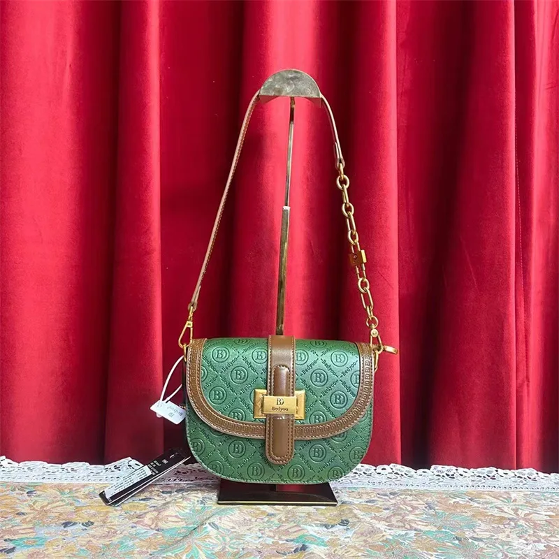 Luxurious Wizard Of Oz Contrast Saddle Handbag Leather Women's Bag 2023 New Chain Purse Single Shoulder Satchels Sac