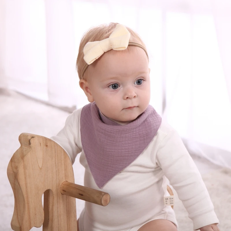 

5Pcs Feeding Drool Bibs Cotton Newborn Snap Button Soft Triangle Towel Baby Bib