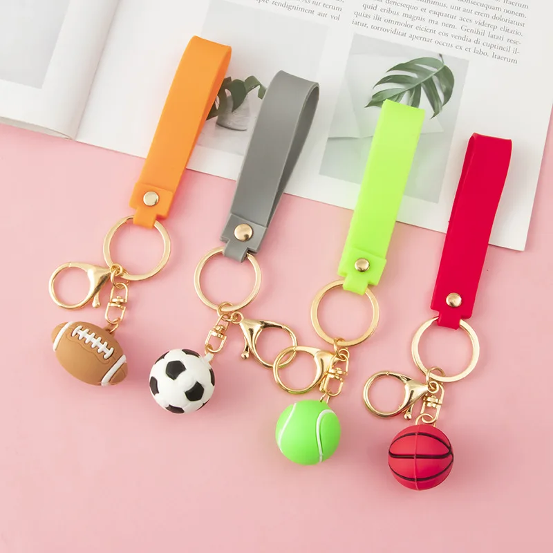 

Ball Sports Series KeyChain Basketball Football Tennis Rugby Pendant Unisex Keychain Fan Souvenirs Gift Bag Decorate Accessories