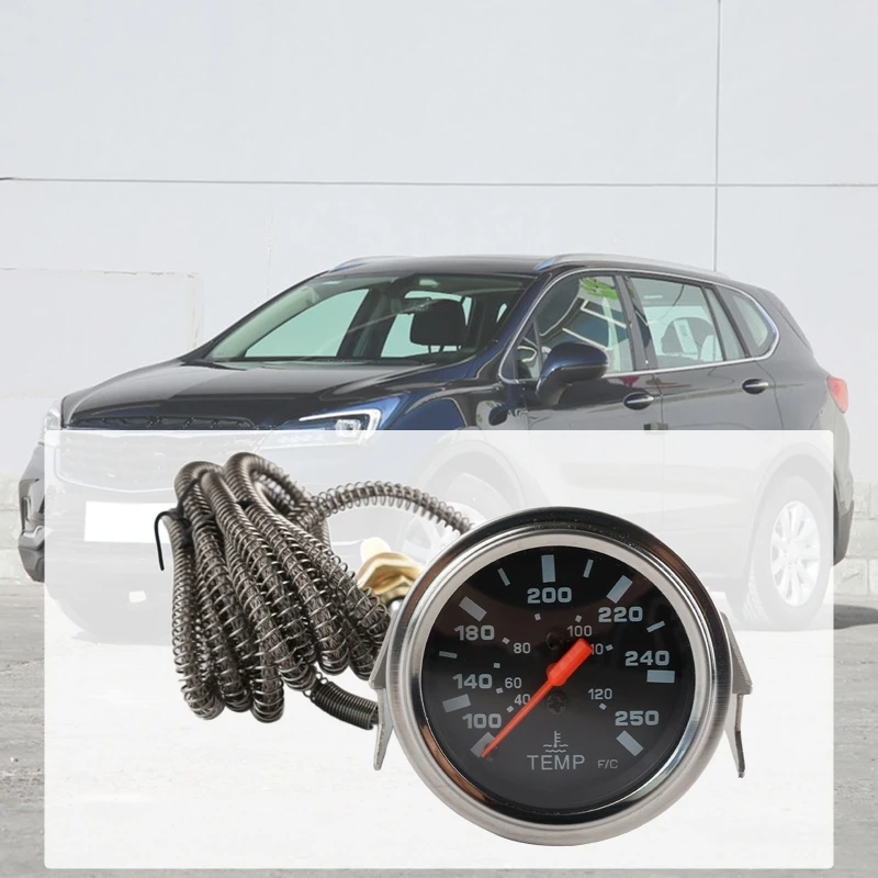 

Motorcycle Water Temp Gauge with Sensor Adapter 100-250℉ Racing Water Tank Level Indicator Water Temperature Meter 52mm E8BC