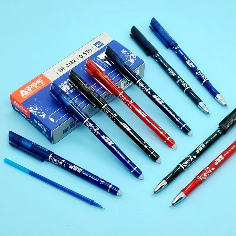 

12pcs Erasable Pen 0.5mm Magic Easy Erasable Neutral Pen Black Office Carbon Water Pen