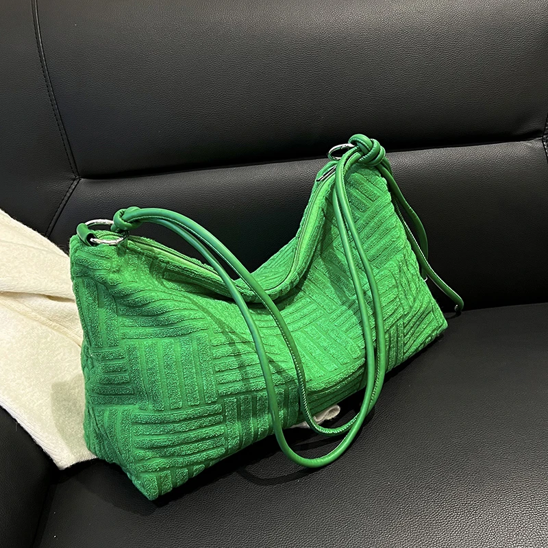

Knot Handle Evening Clutch Bag Designer Velvet Shoulder Bag Fashion Embossed Handbag Large Capacity Messenger Tote Bag Female