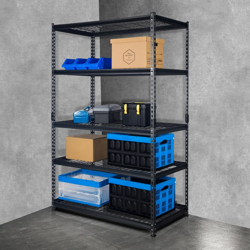 

Pachira 48"W x 24"D x 72"H 5-Shelf Steel Shelving, Black shelves tools storage organize shelves