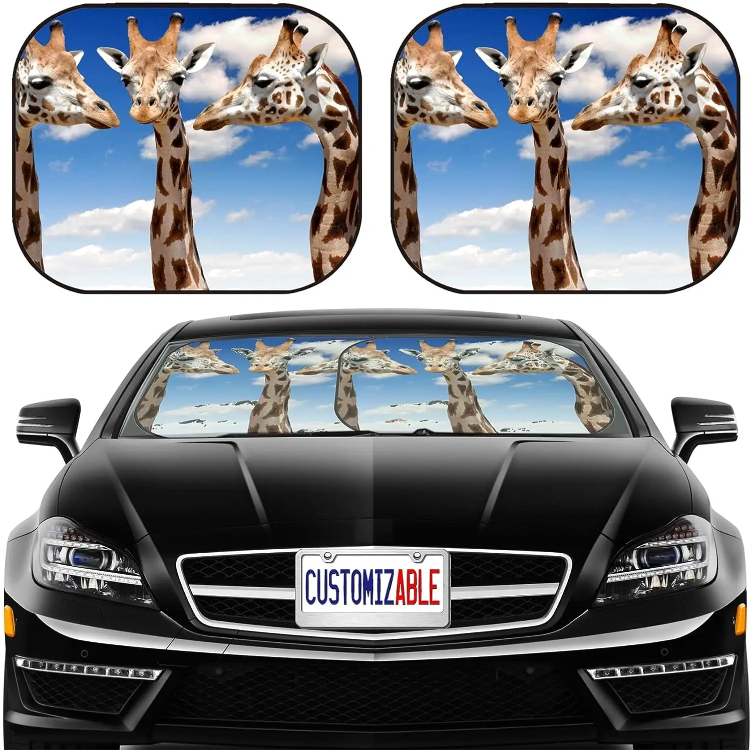 

Автомобильный солнцезащитный козырек с жирафом, универсальный блочный козырек от солнца, защита от УФ-лучей и тепла, 2 упаковки