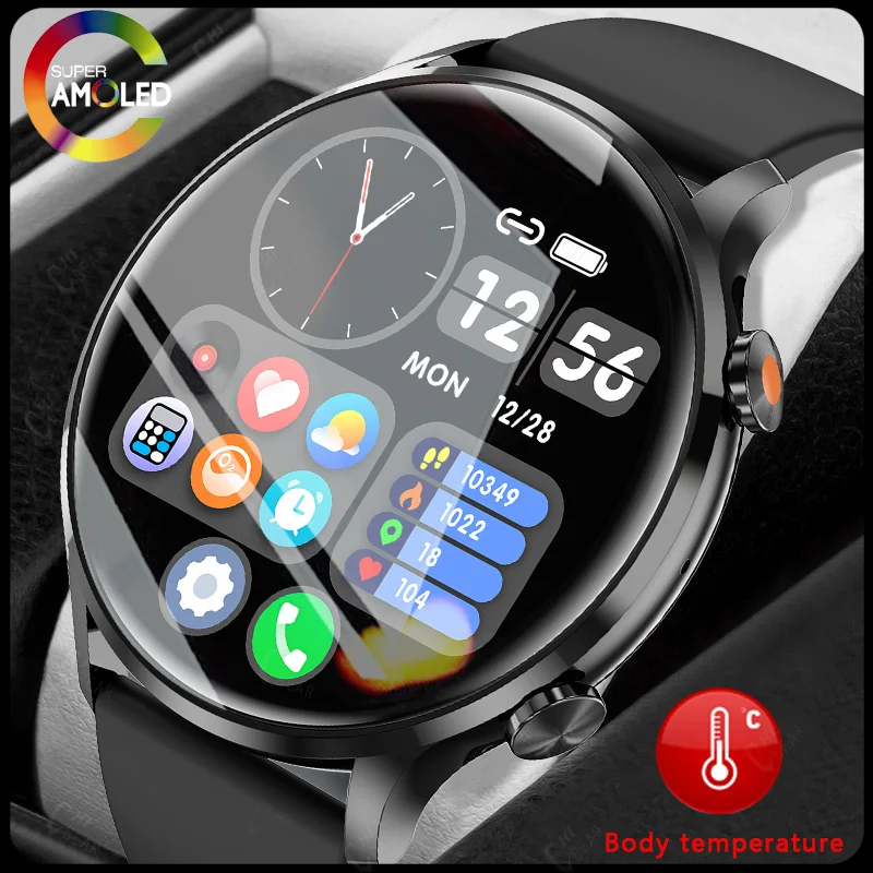 

New Body Temperature Smart Watch Women Men 1.39" Inch HD Large Screen Sport Mode Answer Bluetooth Call Smartwatch Man For Xiaomi