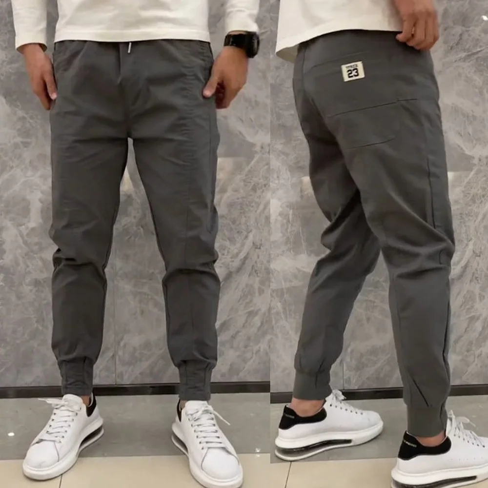 Брюки мужские облегающие однотонные Повседневная Уличная одежда модные штаны