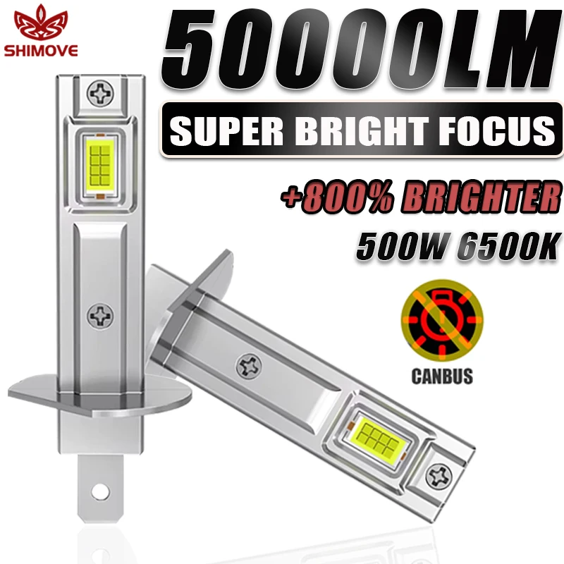 

Светодиодные Лампы H1 Для Автомобильных Фар 500 Вт 50000 Лм, Совместимые С CANBUS