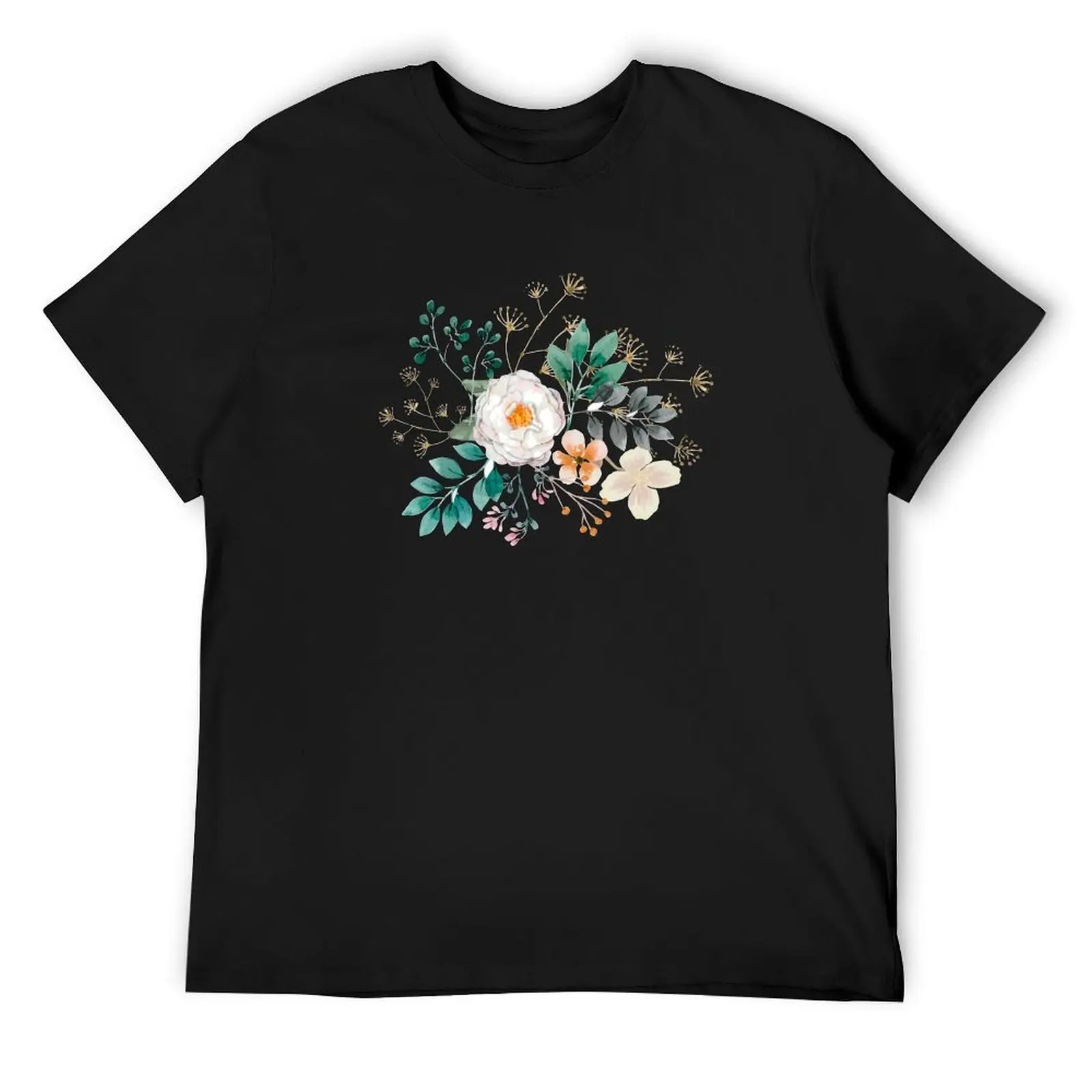 Цветочное искусство декор с цветами и цветами. Футболка короткими рукавами