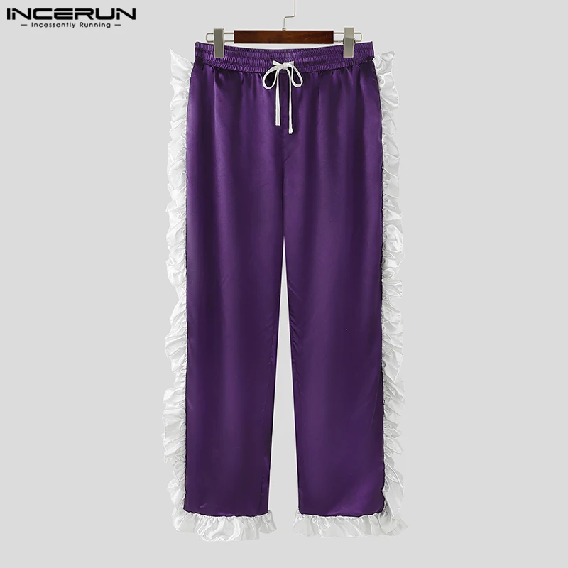 INCERUN 2024 брюки в американском стиле модные мужские плиссированные с завязками