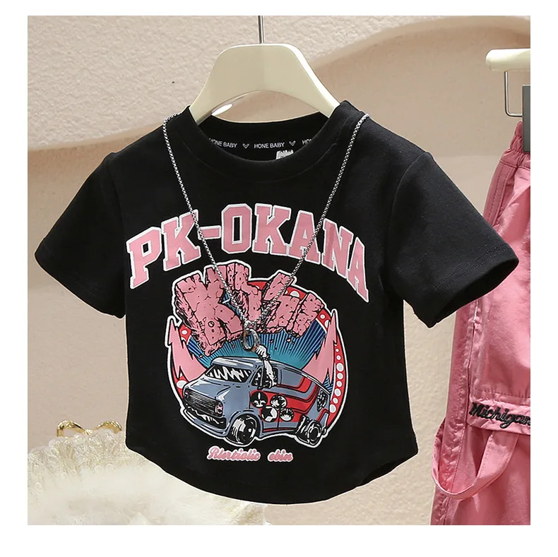 Весна 2025 г. детский спортивный костюм комплект одежда для девочек футболка в