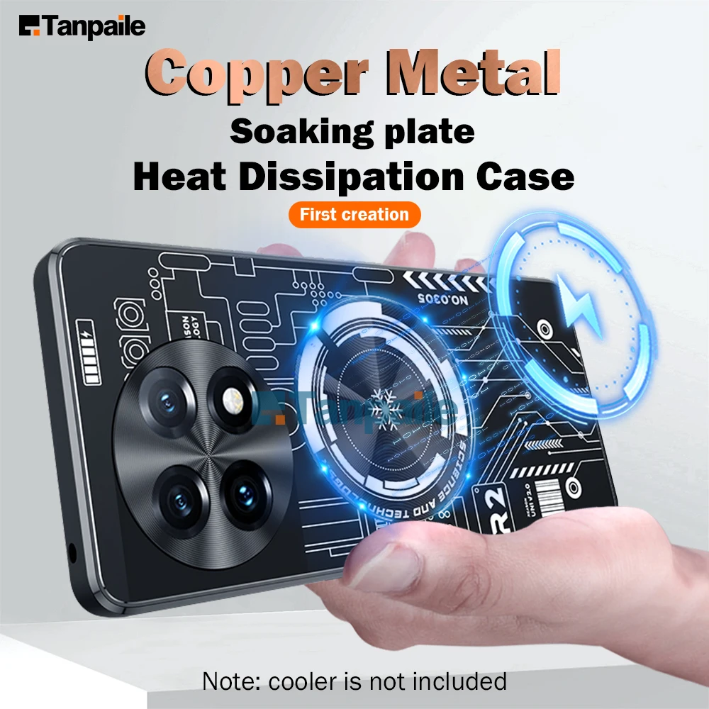 

Tanpaile Magnetic Cooling Phone Case For Oneplus 11 Shockproof Copper Heat Dissipation Metal Back Cover