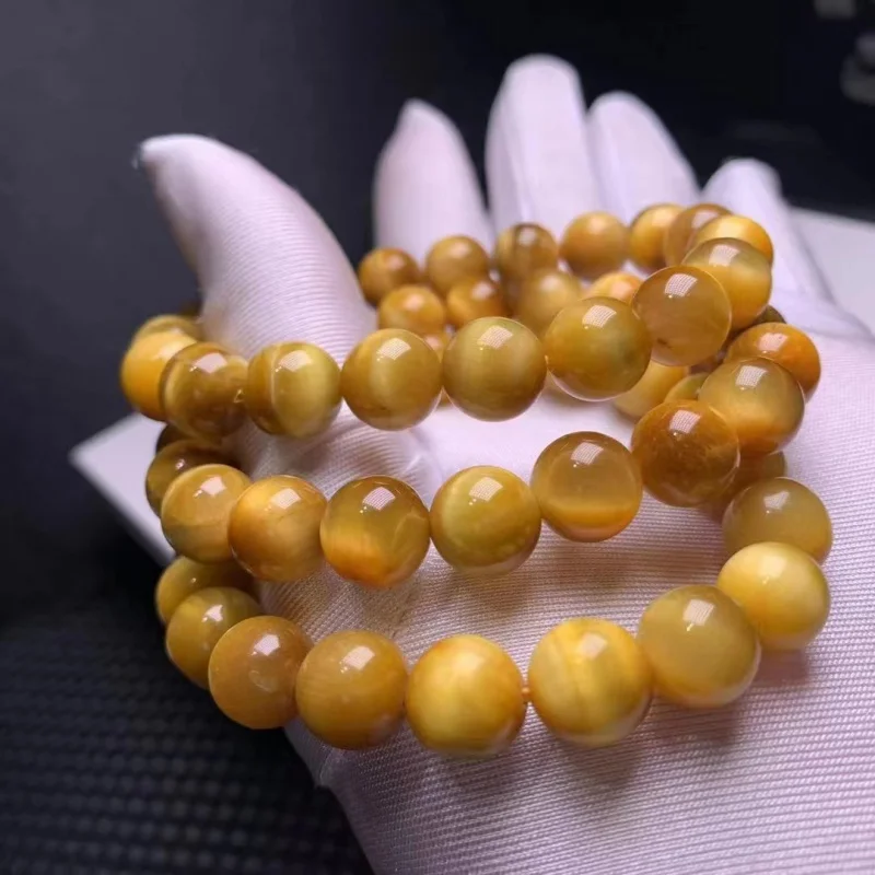 Ювелирный браслет мужской и женский золотой камень тигровый глаз