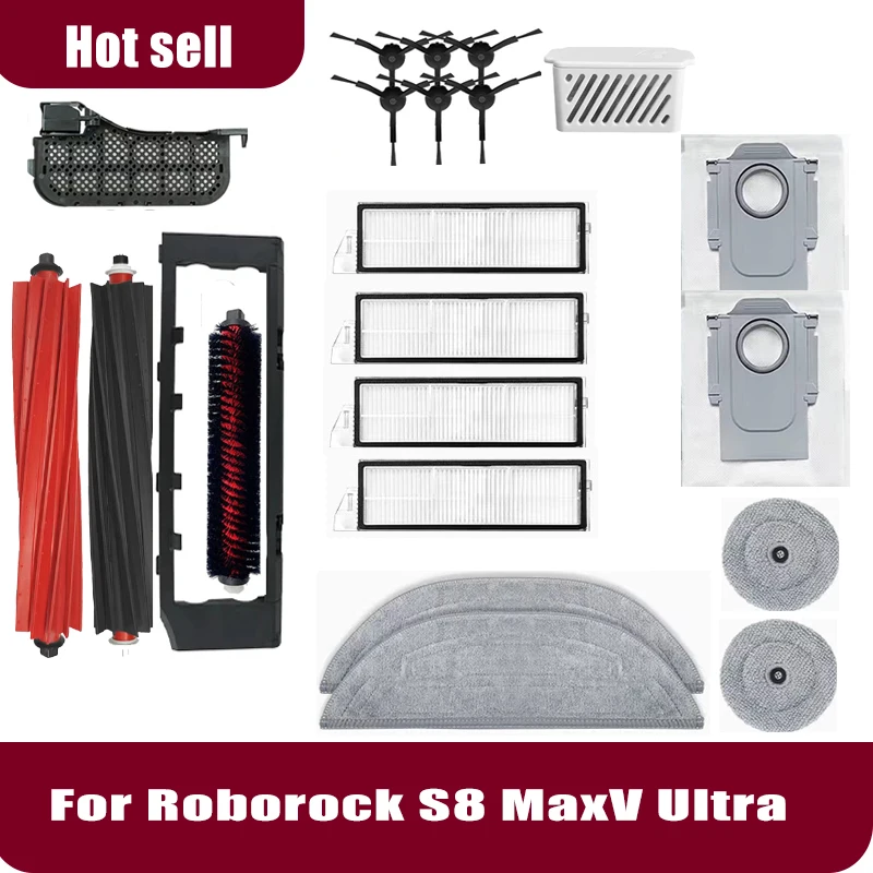 Фото Roborock S8 MaxV Ultra Аксессуары Основные боковые щетки Салфетки для швабры HEPA-фильтры Мешки для пыли Запасные части для пылесоса робота №1