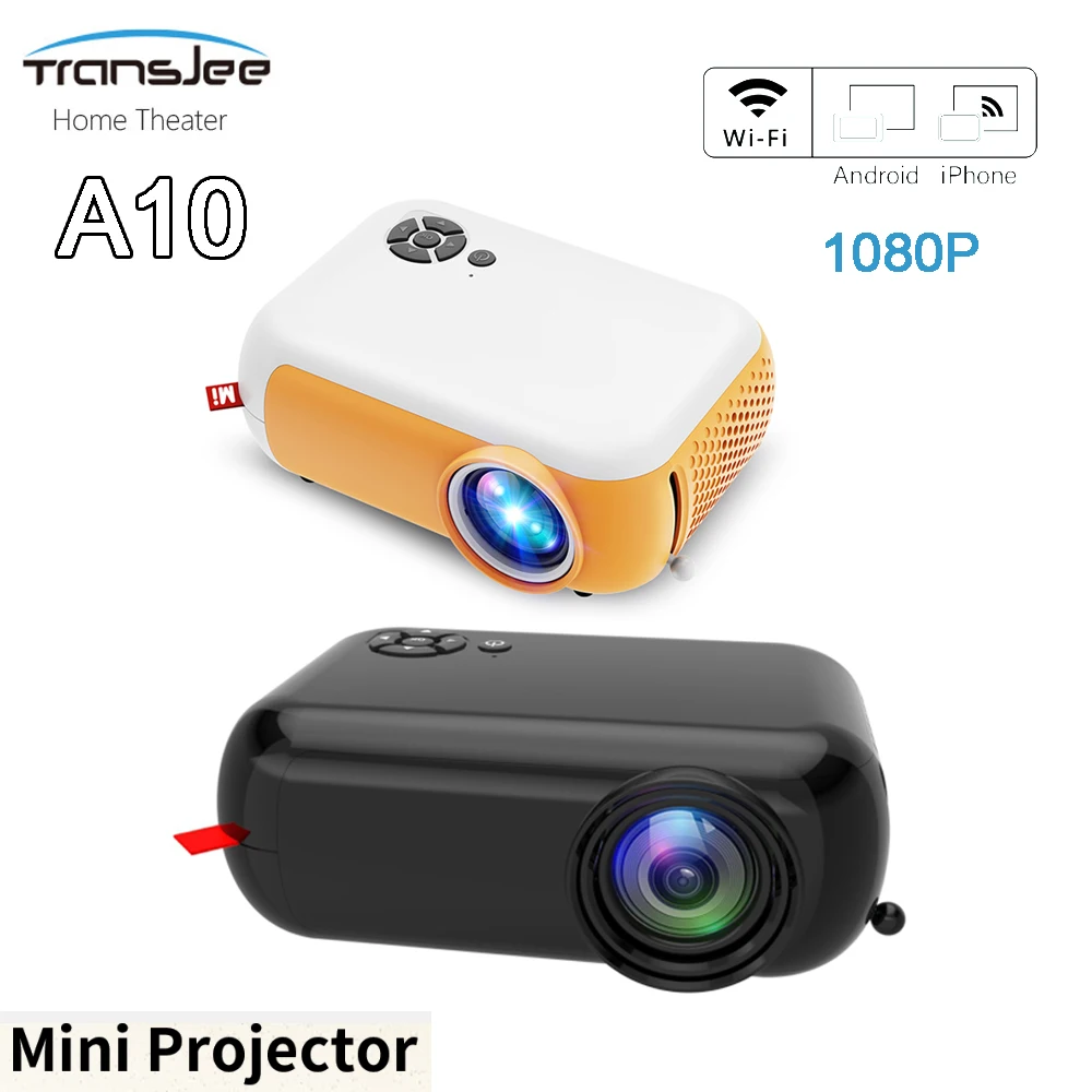

TRANSJEE A10 Mini Projector HD 1080P Portable Outdoor Home Theater Cinema Sync Android Phone Audio Beamer LED Projectors
