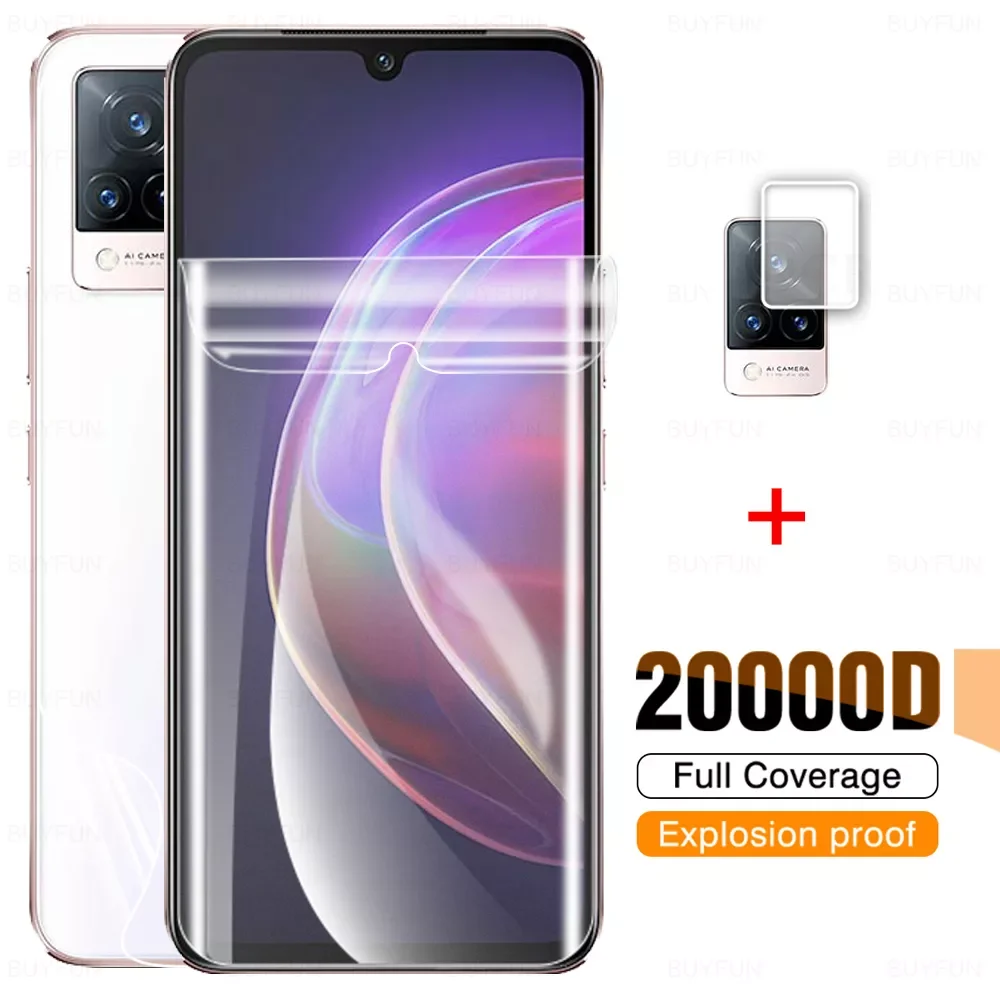 

3 IN 1 Frosted Front+Back Hydrogel Film+ Camera Lens Glass For VIVO V21 5G/ 4G V21e v 21 21E e Screen Safety Protective Film