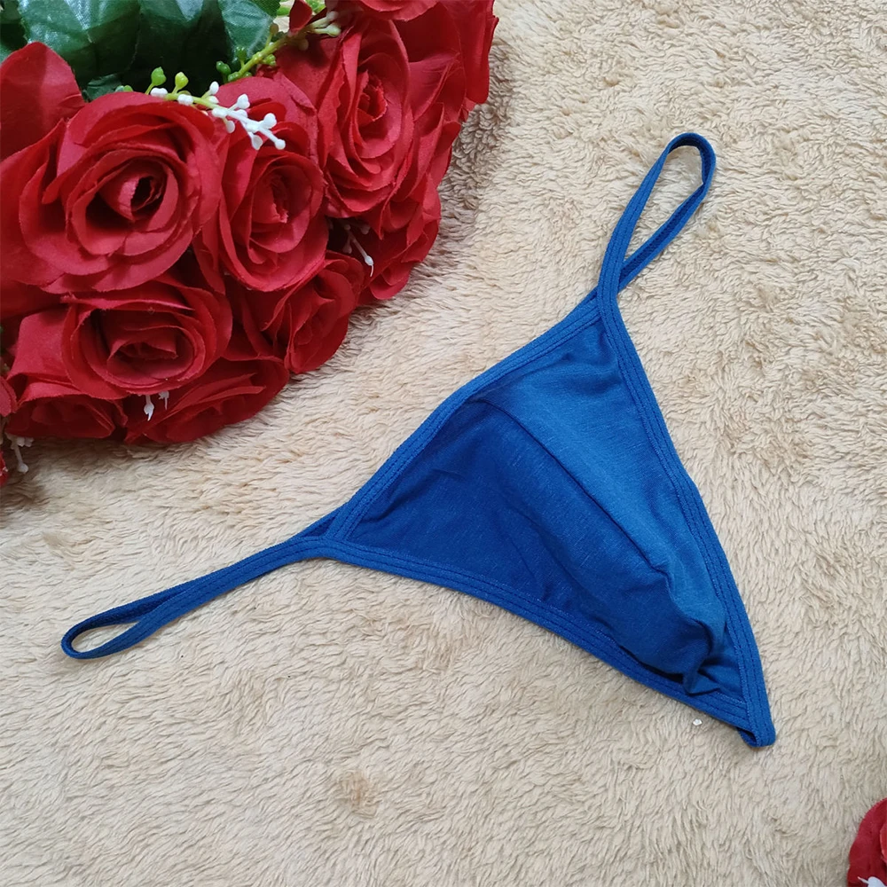 

Men Sexy G-String Panties Sheer Convex Cock Pouch Enhancing Low Waist Bikini Thong Briefs Solid Color Underwear Lingerie