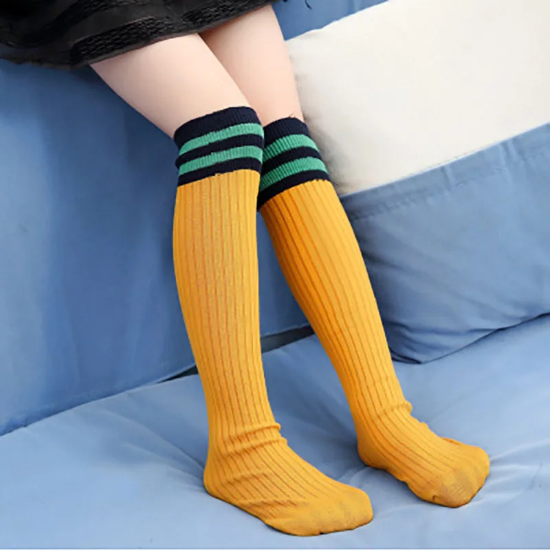 

Spring Children Stockings Solid Cotton Breathable Stripe Knee High Long Socks Student School Sport Football Clothes for Girl Boy