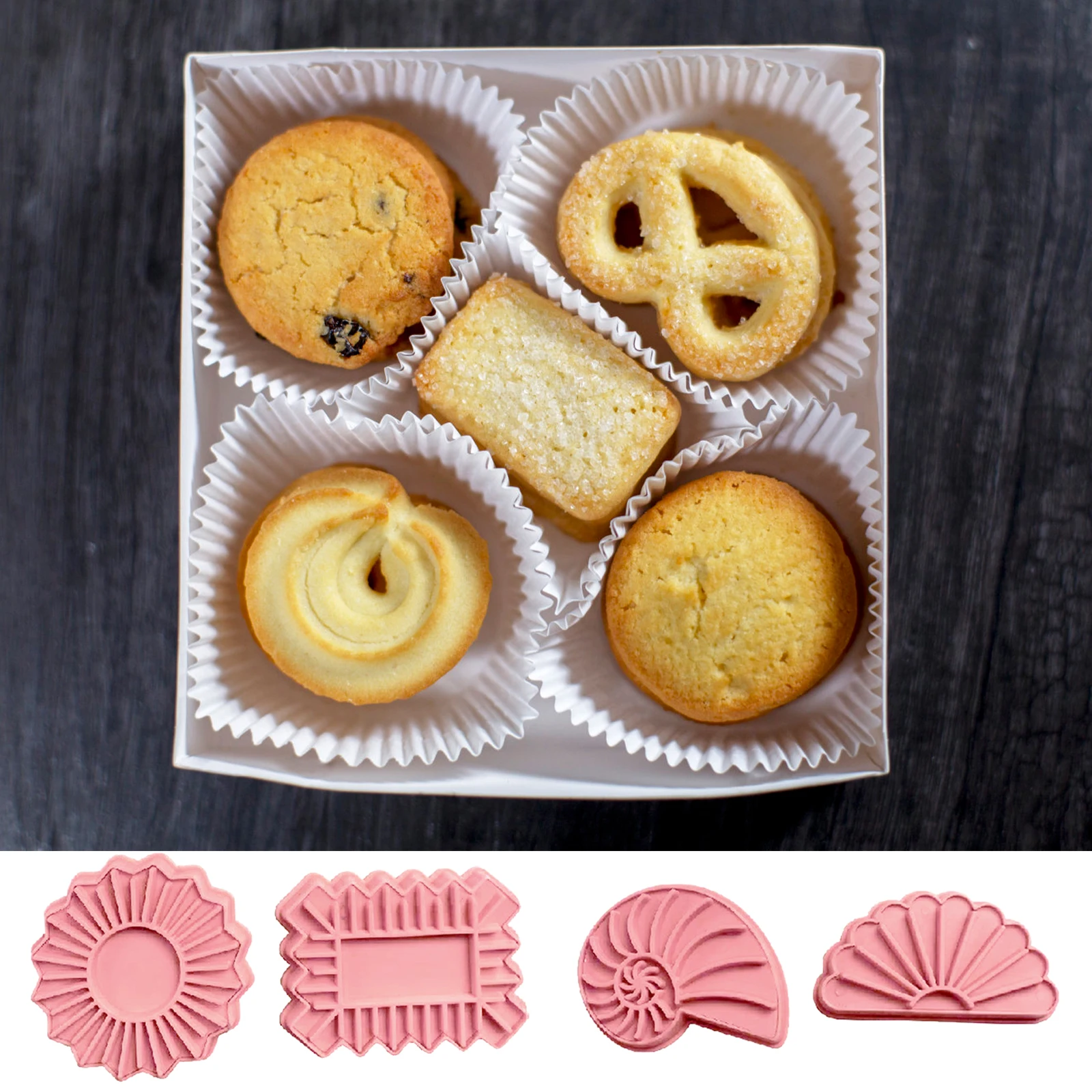 

4pcs/set Biscuit Mold Cookie Mold Press DIY Baking Accessories Cookie Cutter Set Custom Cookie Cutter Mould Cutter Decor Tool