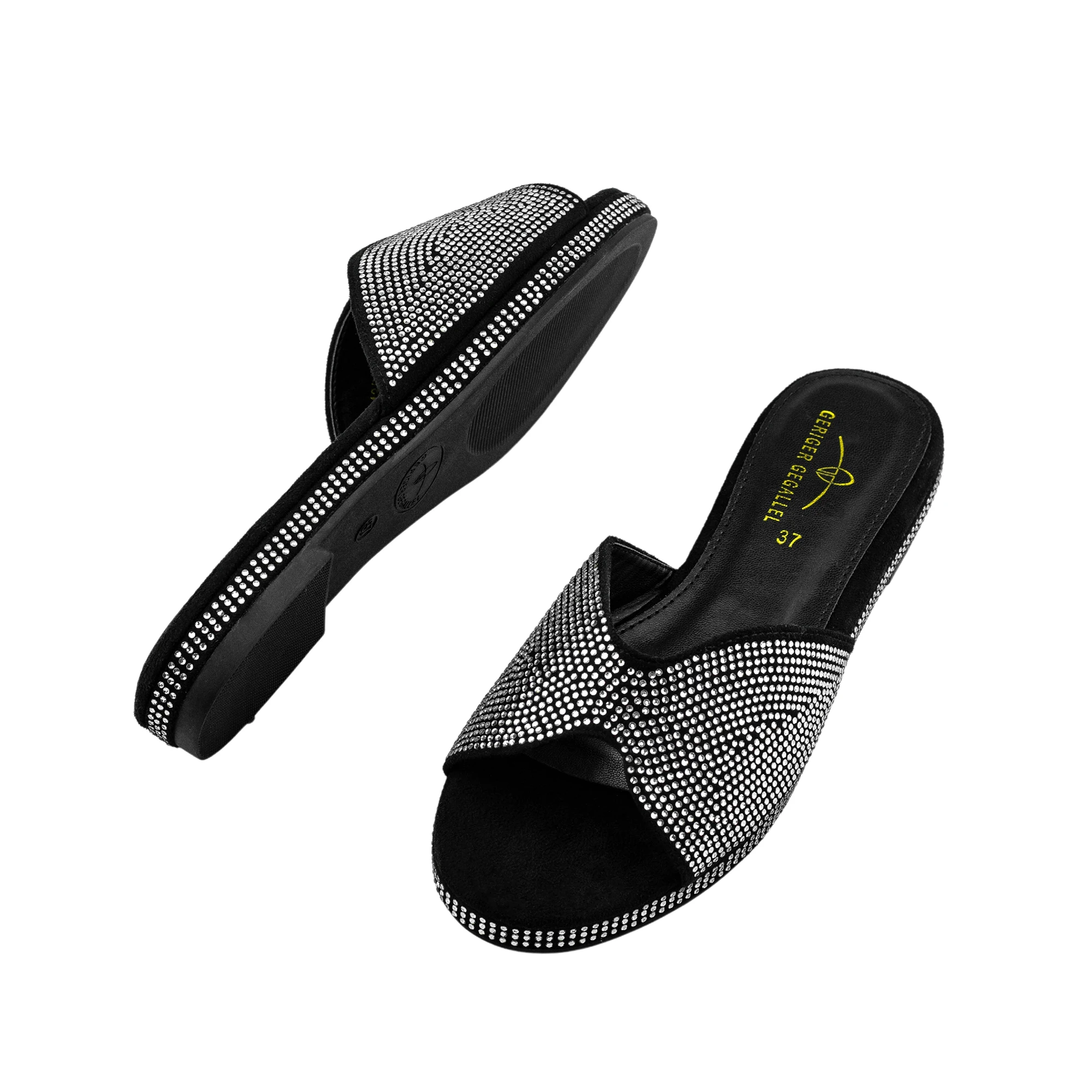 Shiny Women Shoes for Lady 2023 Adult Slippers Comfy Flats Bling Bling Rhinestone Silvery Gold Blue Red Walking Flat Slippers