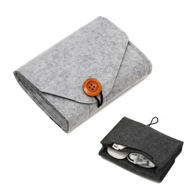 

Felt Sleeve Bag Mini For Data Cable Mouse Power Bank Storage Bag Multifunction Multipurpose Soft Gadgets Bags Fashion Travel