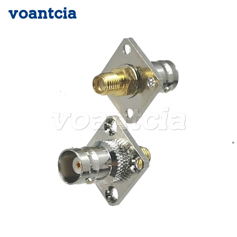 

10pcs Connector Adapter SMA Female Jack to BNC Female Jack 4-holes Flange RF Coaxial Converter Straight New