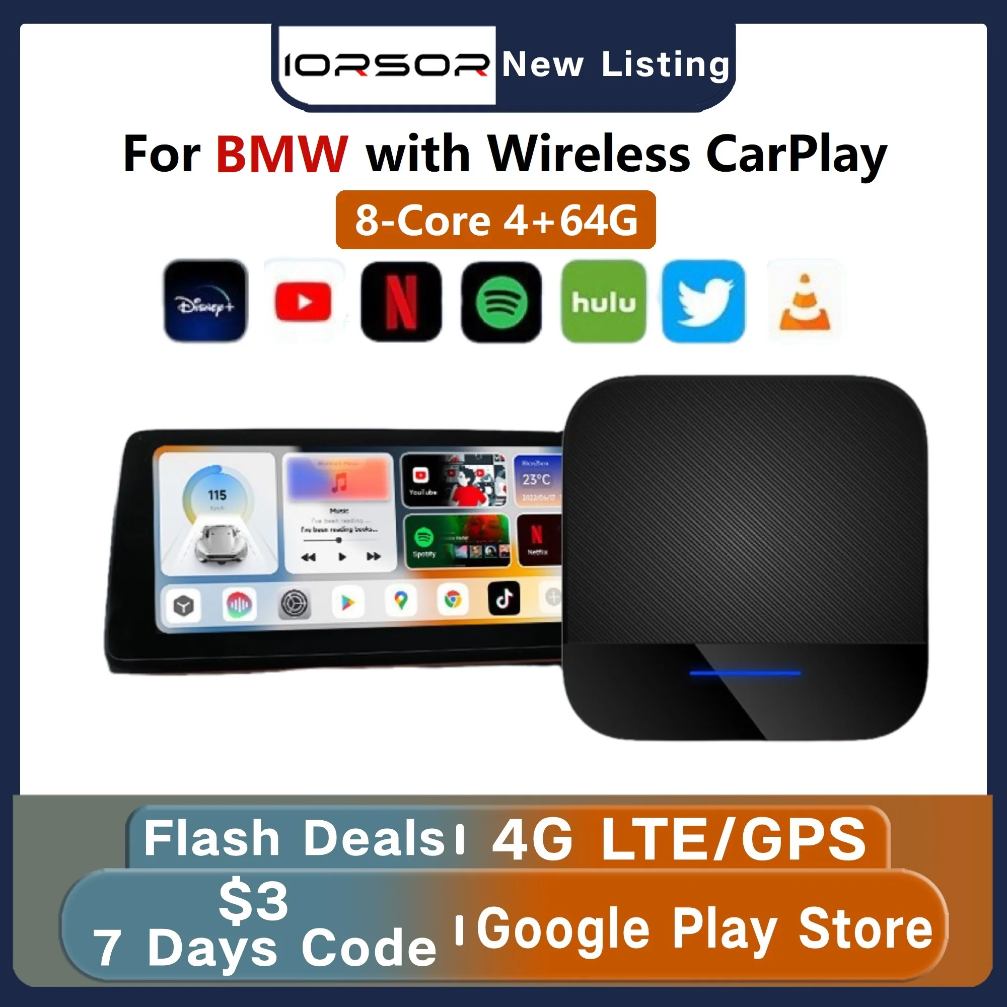 Apple Carplay Беспроводная мини-ТВ-приставка с ИИ на Android для BMW ID6 ID7 ID8 YouTube Netfilx мировое Iptv Автомобильный мультимедийный проигрыватель потоковая передача