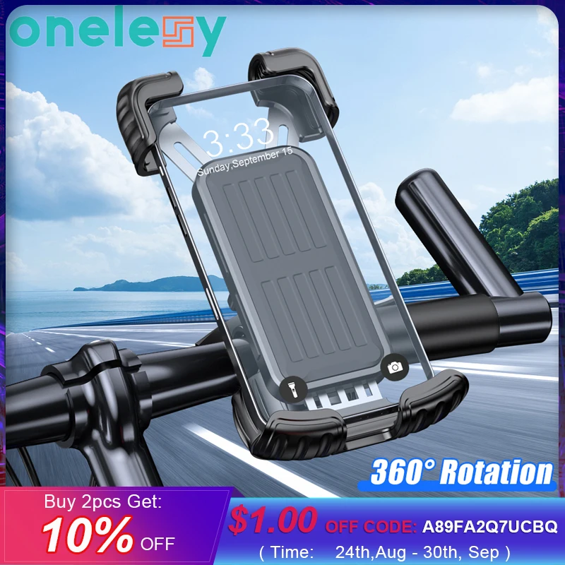 

Onlesy 360 Degree Bike Phone Holder Universal Motorcycle Phone Holder for 4.7-7 inch Mobile Phone Rotatable Bicycle Phone Stand