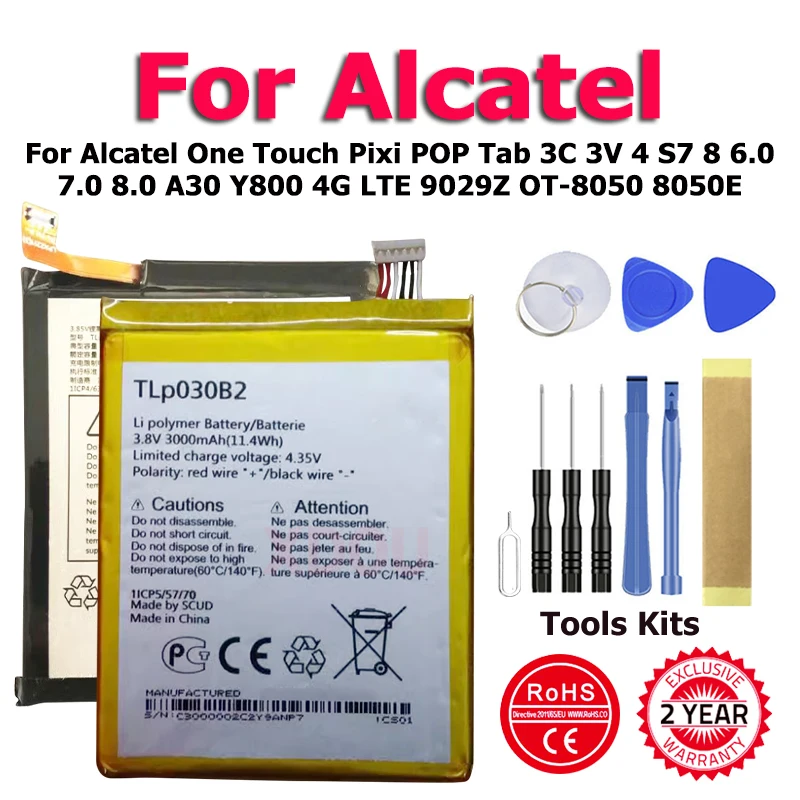 Аккумулятор XDOU TLP032CC TLP025GC для Alcatel One Touch Pixi POP Tab 3C 3V 4 S7 8 6,0 7,0 8,0 A30 Y800 4G LTE 9029Z OT-8050 8050E