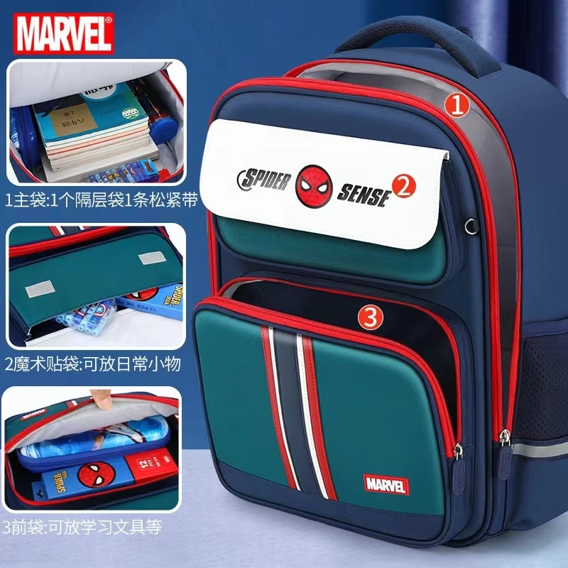 Marvel New School Bag For Boys Primary Middle Student Shoulder Orthopedic Backpack Grade 1-5 Spider Man Large Capacity Mochilas