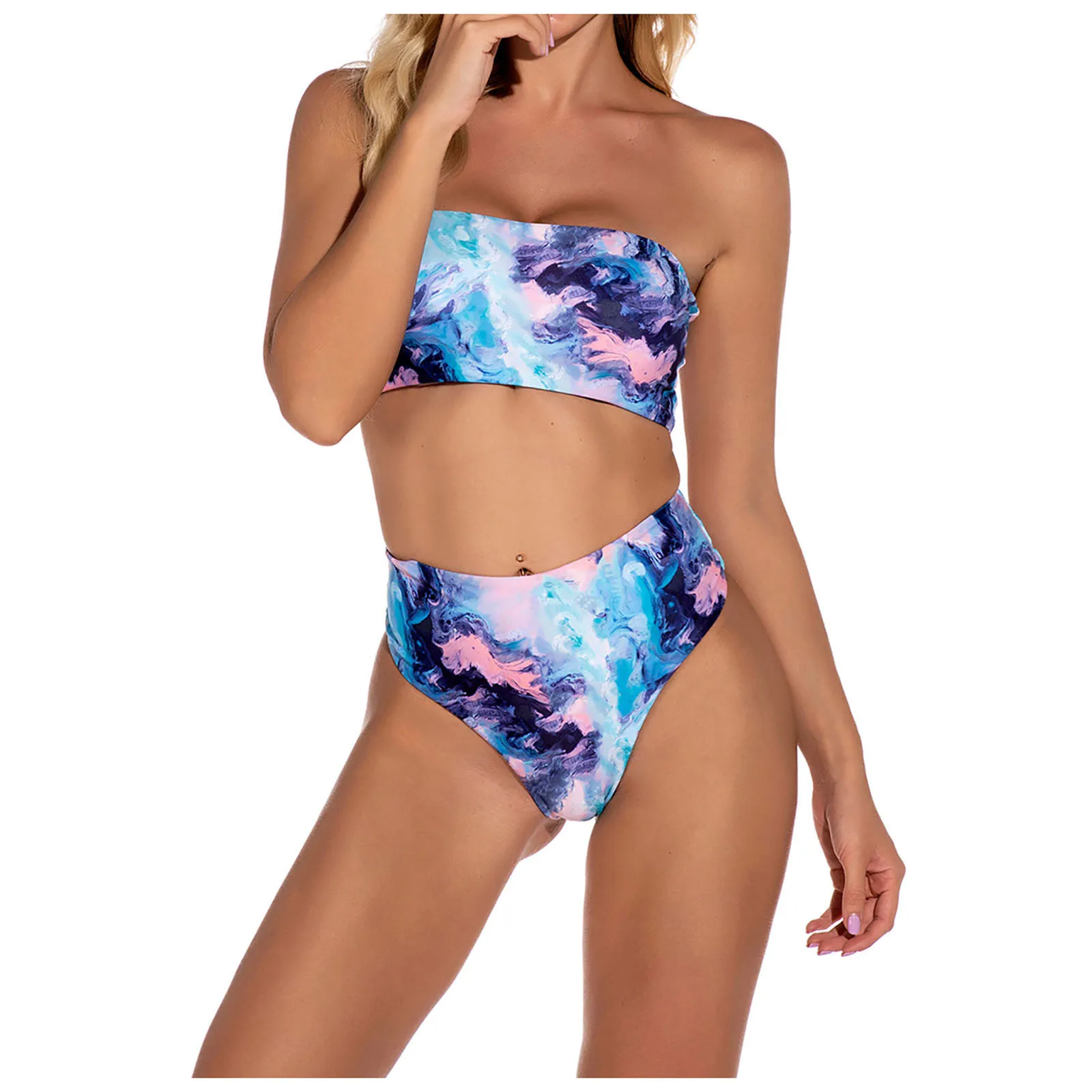

fashion sexy new swimsuit print top color tube strappy bikini Women's Swimwears Tankinis Set Swimwears brazilian panties