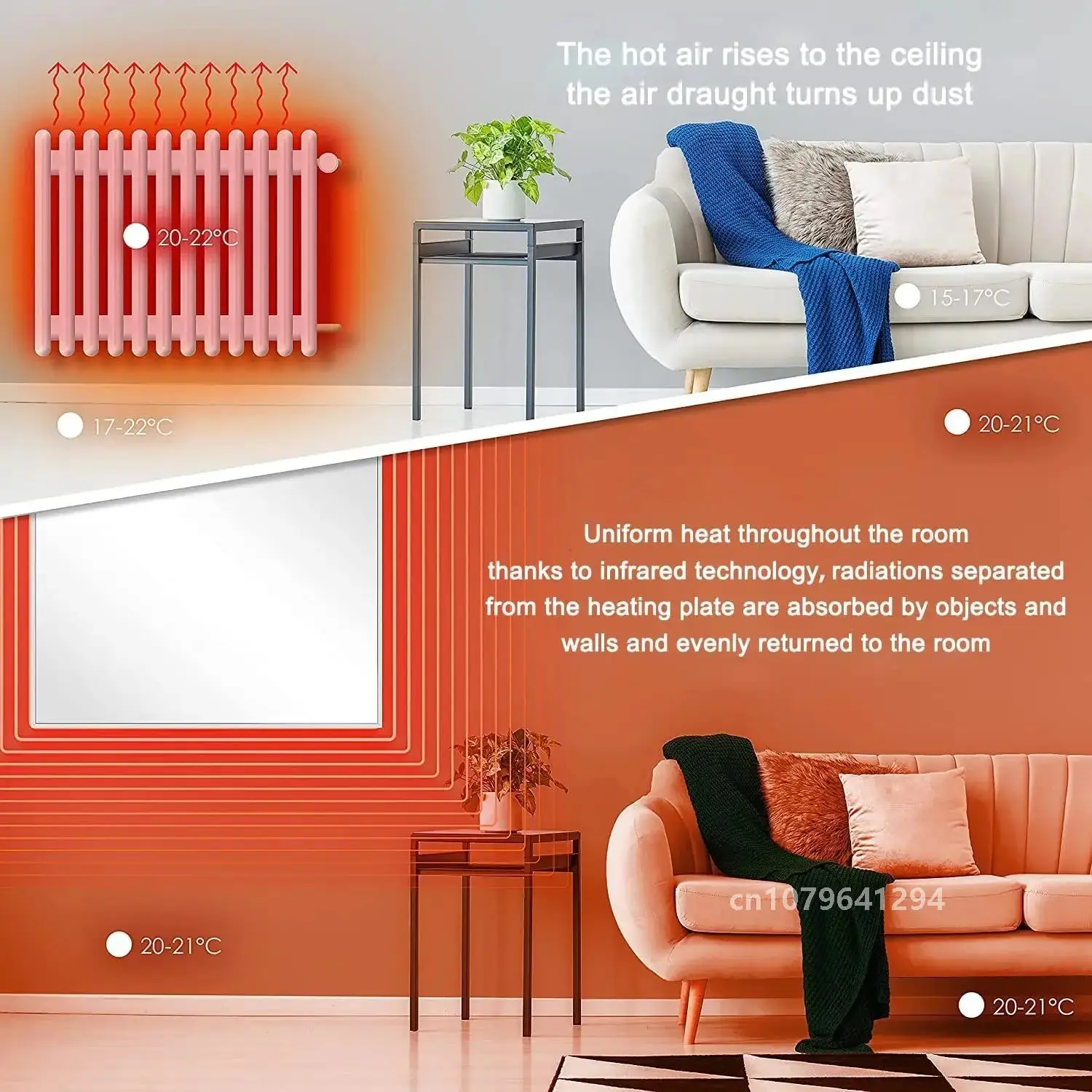 180 Вт 300x600 мм Инфракрасный панельный обогреватель Настенный маршрутический