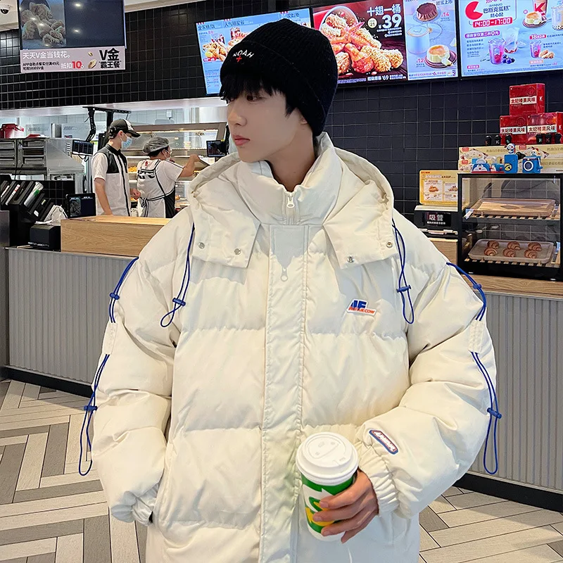 Men's Fashion Loose All-match Hooded Jacket Autumn/Winter Thick Warm Jacket Youth Bread Clothing Jacket with Hood winter coat