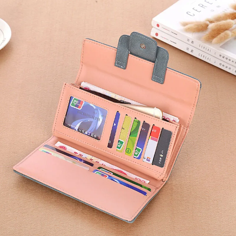 New Women Pu Leather Wallets Long Hasp Purses Multifunction Large Capacity Purse Female Card Holders Portable Clutch for Girls