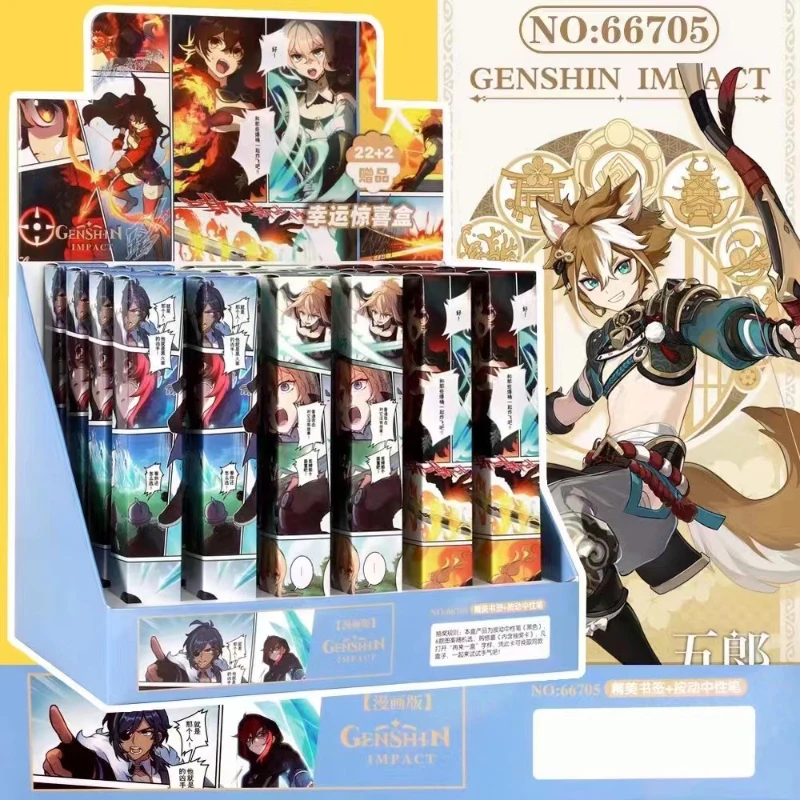 

24Pcs/lot Anime Genshin Impact Gel Pen Comic Style 0.5mm Random Press Gel Pen Office School Stationery Supplies Gift