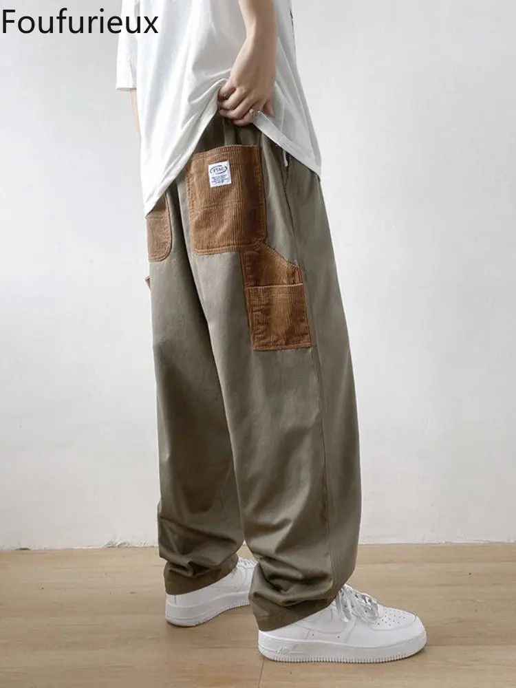 

Foufurieux Harajuku Cargo Baggy Pants Camouflage Men Streetwear Korean Fashion Japanese Style Casual Wide Leg Y2k Loose Trousers