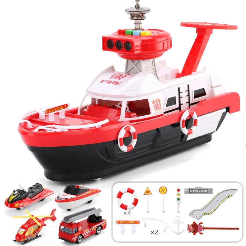 

Kids Toys Simulation Track Boat Diecasts & Toy Friction Music Parking