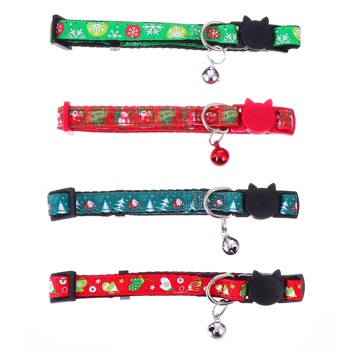 

4pcs Adjustable Dog Collars Adjustable Xmas Elements Collar with Bell Dog Collar