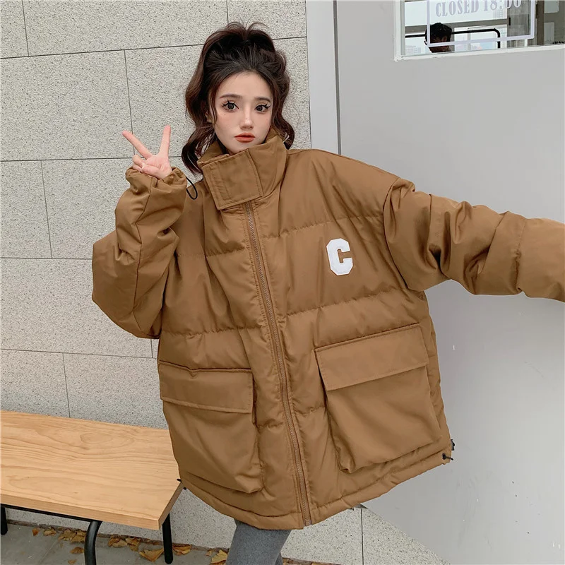 Thickened Cotton Padded Coat Women's 2022 New Warm Bread Down Jacket Stand Collar Cotton Padded Jacket For Lovers
